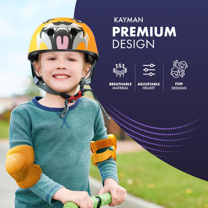 KAYMAN Kids Bike Helmet age 3 to 12, Adjustable Safety Gear for Boys and Girls, Suited to Scooter, Cycling, Skateboard & Roller Skating - Protection for Boys & Girls
