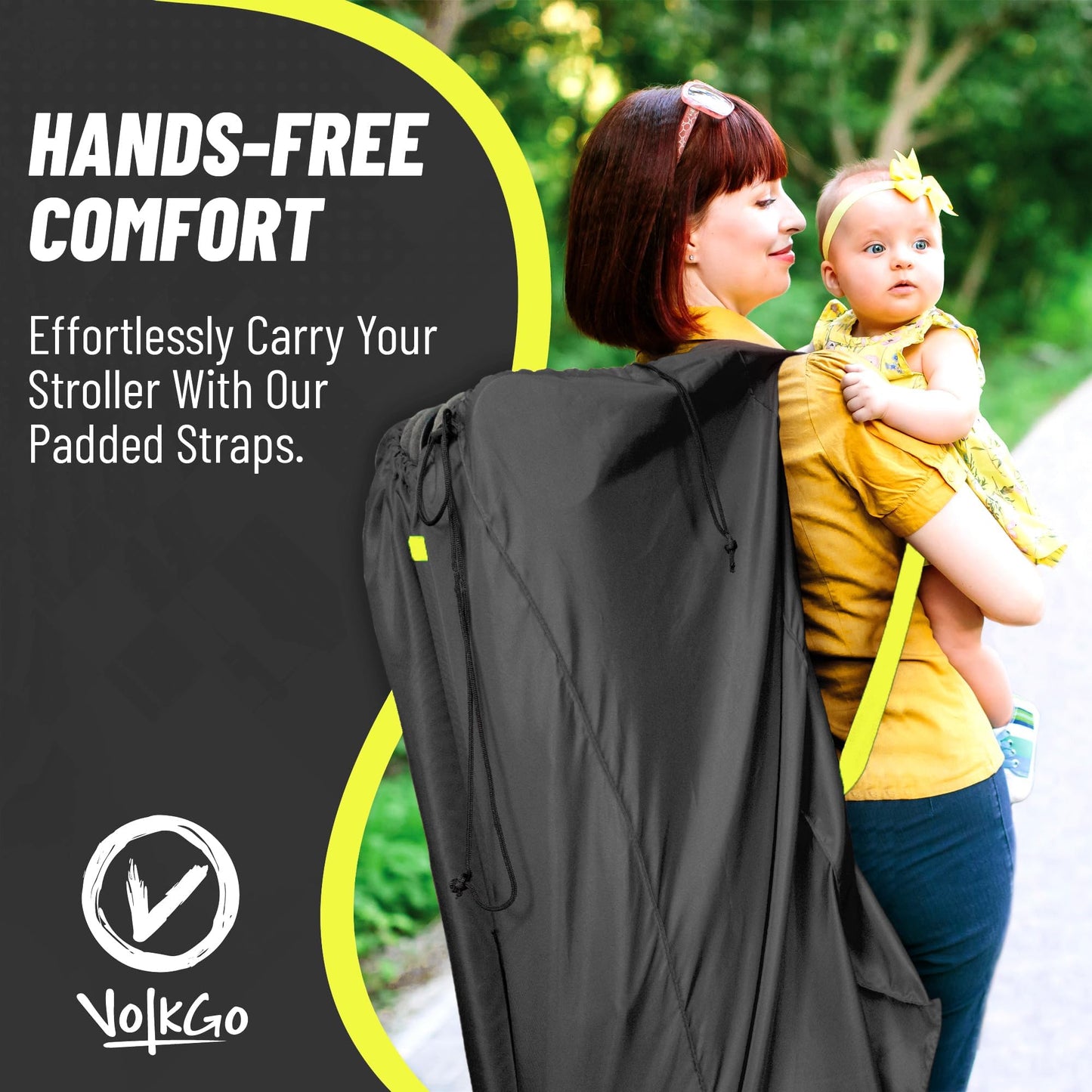 V VOLKGO Stroller Bag for Airplane Travel, Large Gate Check Double Stroller Pram Travel Bag, Pushchair Transport Cover with Shoulder Strap, Large Capacity Infant Carriers - Fits Most Sizes (Black)