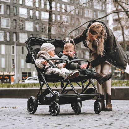 Deryan Rolo X2 XL Pushchair Buggy 2 in 1 - Buggy Small Foldable - Birth to 4 Years - Baby Pram per Seat Maximum Load 22 kg - Children's Buggy Foldable - Compact and Foldable - Nougat