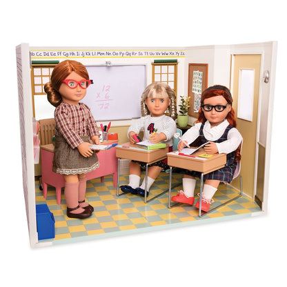 "Our Generation Awesome Academy fully-stocked schoolroom playset for 18-inch dolls, Includes a variety of realistic doll classroom accessories for Ages 3+"