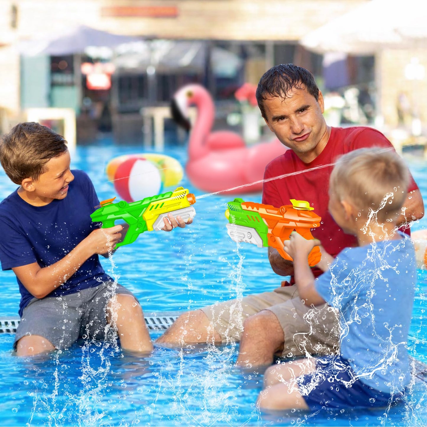 Quanquer water pistols for kids, 3-pack, 600ML capacity, colorful water guns with long-range shooting for summer outdoor water fights.