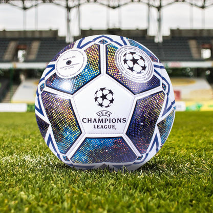 Hy-Pro UEFA Champions League Football, Size 5, Officially Licensed, Training, Match, Merchandise, Collectible For Kids and Adults, Great Football Gift Idea, White/Blue/Green