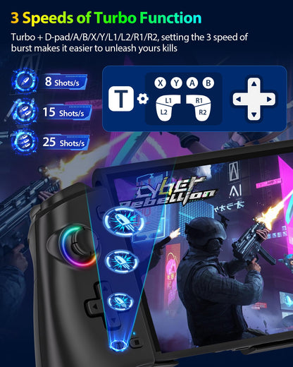 ZRZLMVP wireless Switch Pro controller with 16 RGB lights, stretchable design, hall effect joysticks, and programmable features.