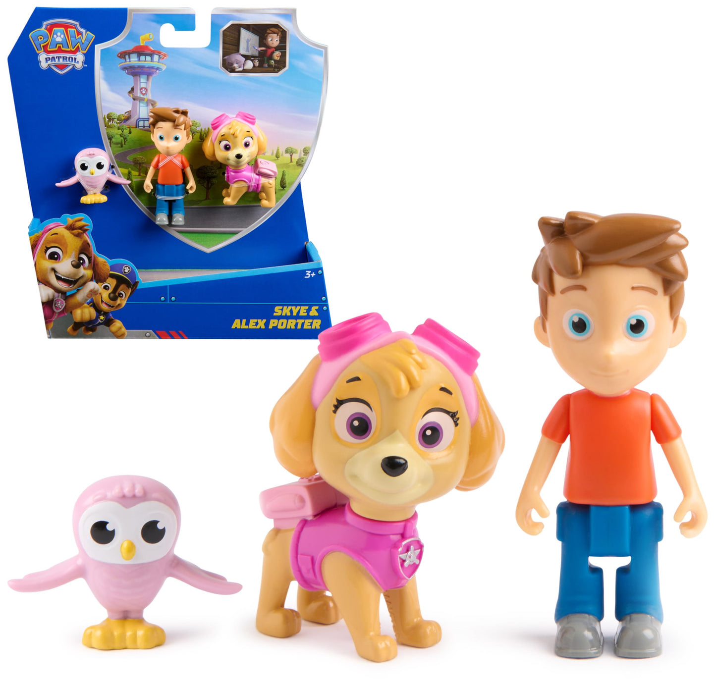 Paw Patrol Skye & Alex Porter Figure Pack with Lil Hootie Toy Figure, Kids Toys for Boys and Girls Ages 3 and Up