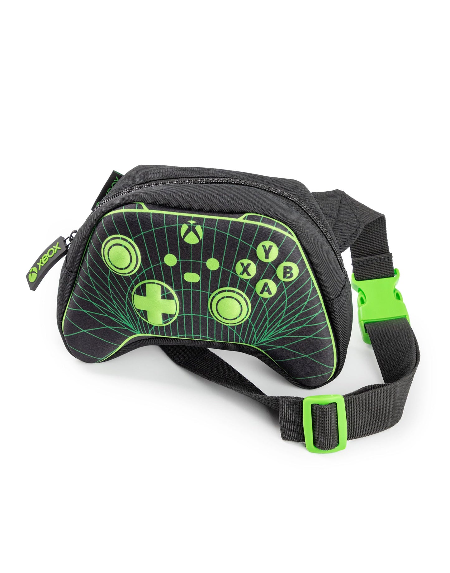 Black Xbox kids' cross body bag with zip-up closure and logo, ideal for gaming, travel, and school for young gamers.