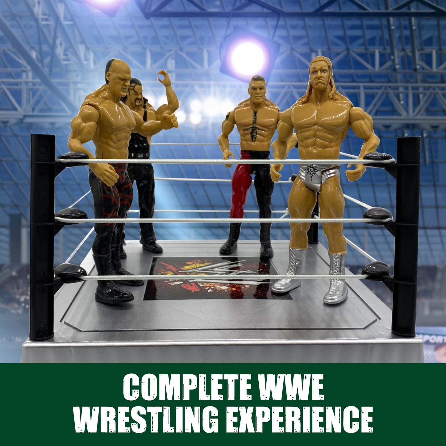 SDMAX WWE Wrestling Ring Playset with Action Figures, WWE Ring with Equipment’s Toy for Kids Boys, Ideal for Birthday Gift, Safe and Durable, Realistic Superstar Figures