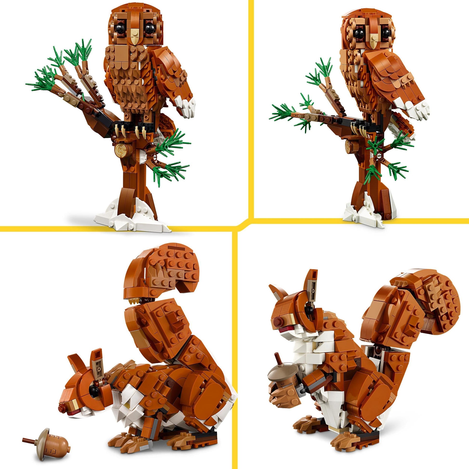 LEGO Creator 3in1 Forest Animals set featuring a red fox, owl, and squirrel models for kids aged 9 and up.