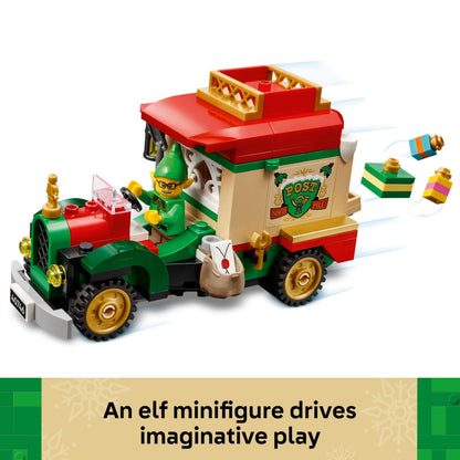 LEGO Santa's Delivery Truck toy with Christmas tree, presents, and decorations, ideal for festive play and display.