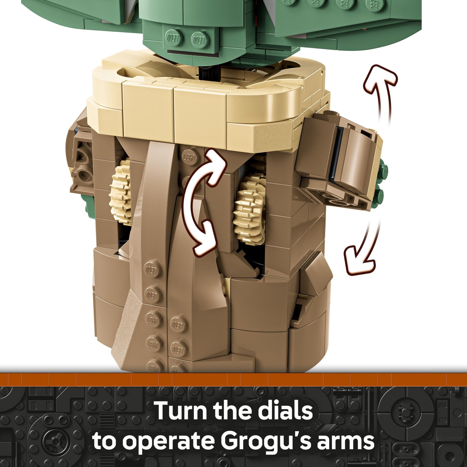 LEGO Star Wars 75403 Grogu figure with hover pram, ideal for display, featuring details from The Mandalorian series.