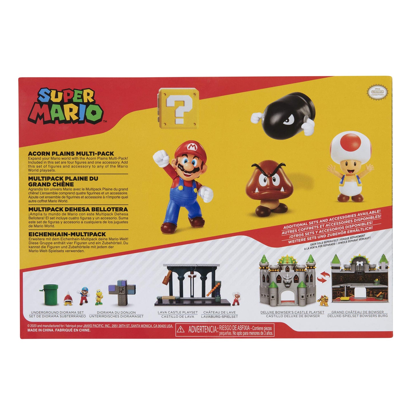 World of Nintendo Super Mario Acorn Plains 2.5-inch figure diorama set with three figures from the Acorn Plains level.