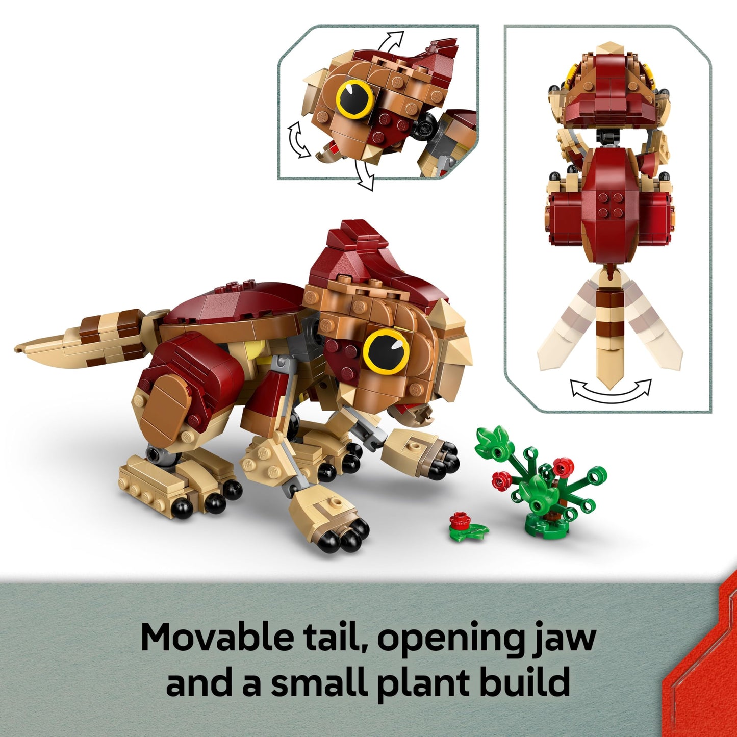 LEGO Jurassic World Baby Dinosaur Dolores: Aquilops - Play & Display Toy Dinosaur Figure - incl. a Plant with Flowers - Gift for 7+ Year Old Boys, Girls & Rebirth Movie Fans - 76970