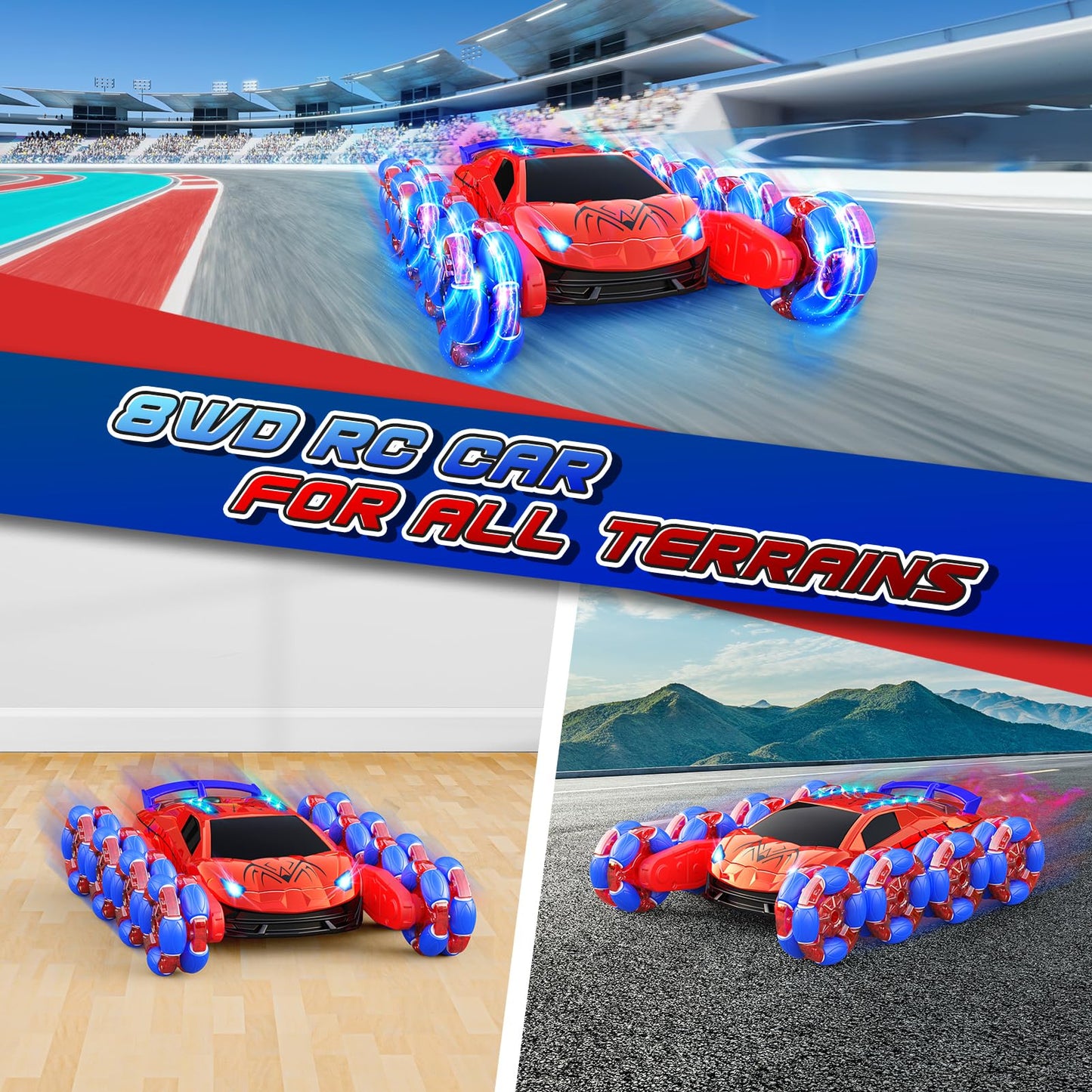 Dreamlandia remote control monster truck with lights, sounds, and spray, suitable for kids ages 3-12, outdoor garden RC toy car