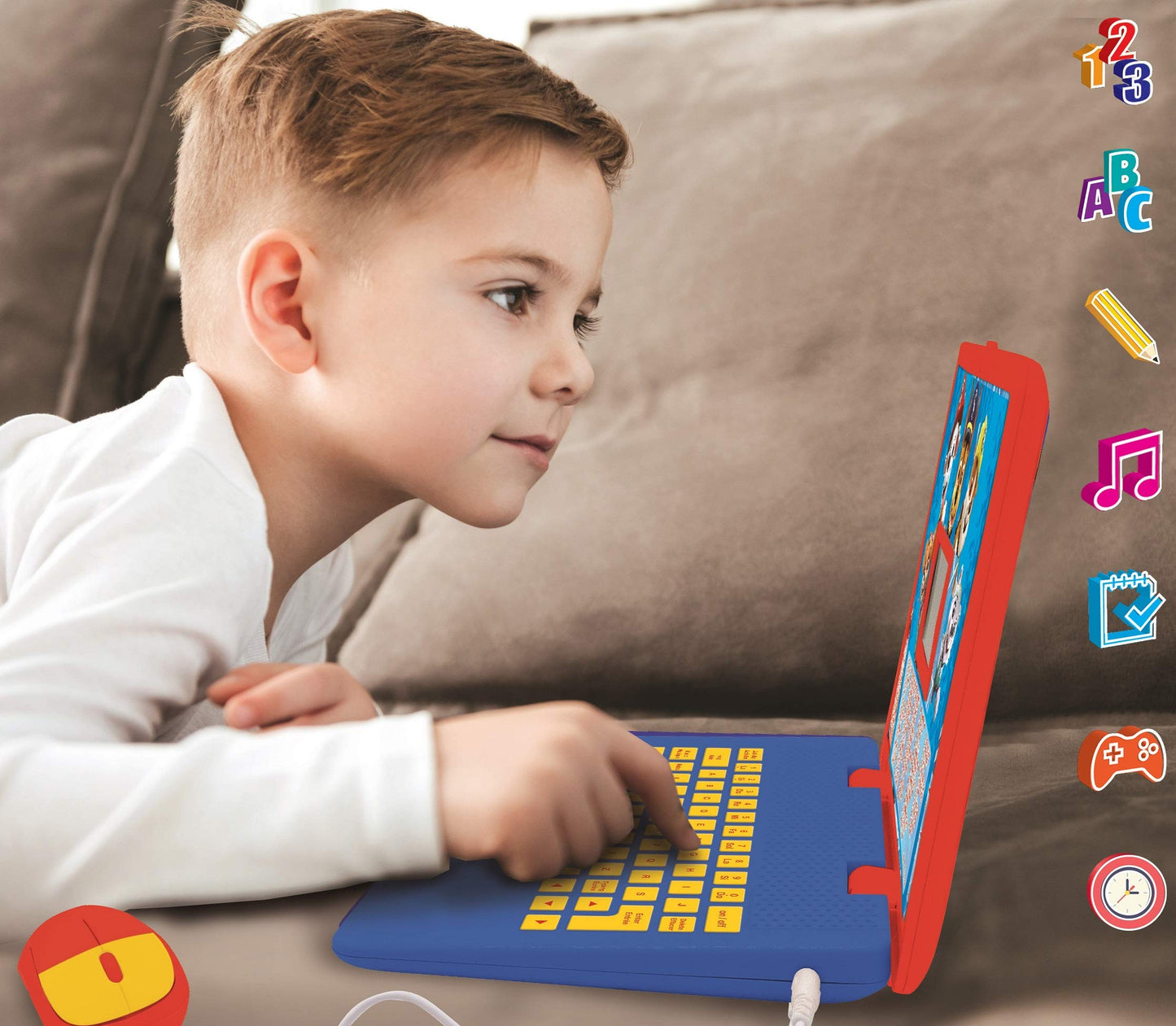 LEXIBOOK, Paw Patrol, Educational and Bilingual Laptop German/English, Toy for Child Kid (Boys & Girls), 124 Activities, Learn Play Games and Music, Red/Blue, JC598PAZi3