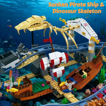 Ocean Roller Coaster Building Blocks Set (773 Pieces) - Friends Aquarium Toy with Sharks, Whales & Clownfish - Creative STEM Building Kit - Educational Gift for Kids Ages 6+