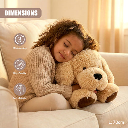 The Magic Toy Shop Giant Dog Soft Toy 70cm / 28" - Large Lying Puppy Stuffed Animal Plushie - Big Fluffy Brown Cuddly Teddy for Kids & Adults, Boys & Girls