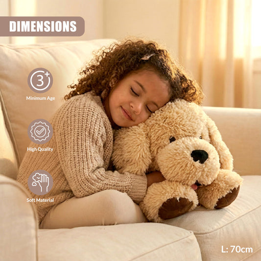 The Magic Toy Shop Giant Dog Soft Toy 70cm / 28" - Large Lying Puppy Stuffed Animal Plushie - Big Fluffy Brown Cuddly Teddy for Kids & Adults, Boys & Girls