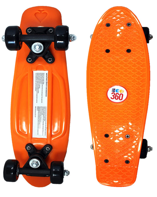 16" / 22" Kids Cruiser Skateboard Mini Complete Skateboard for Children Beginners Girls Boys Unisex Retro Skaters Skatepark 6 COLOURS (Regular Orange 16 inch)