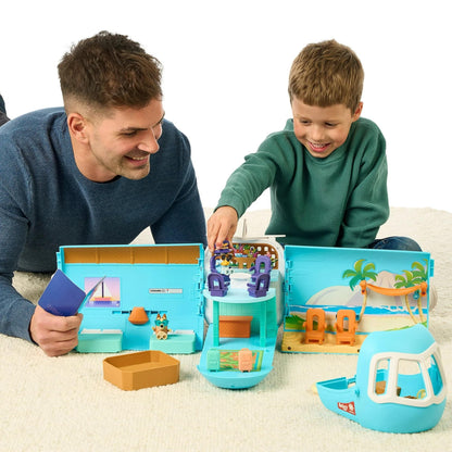 Bluey 3-in-1 Transforming Plane Mega Playset with 12 Figures, Jet Ski & Beach Accessories, Kids Pretend Play Travel Toy, Official Toys, 25+ Pieces, Ages 3+