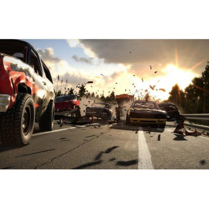Wreckfest PS5 game cover featuring dynamic racing cars and destruction themes, published by THQ Nordic.