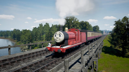 Thomas and Friends Wonders of Sodor Deluxe Edition game for PS5, featuring colorful train characters and vibrant Sodor landscape.