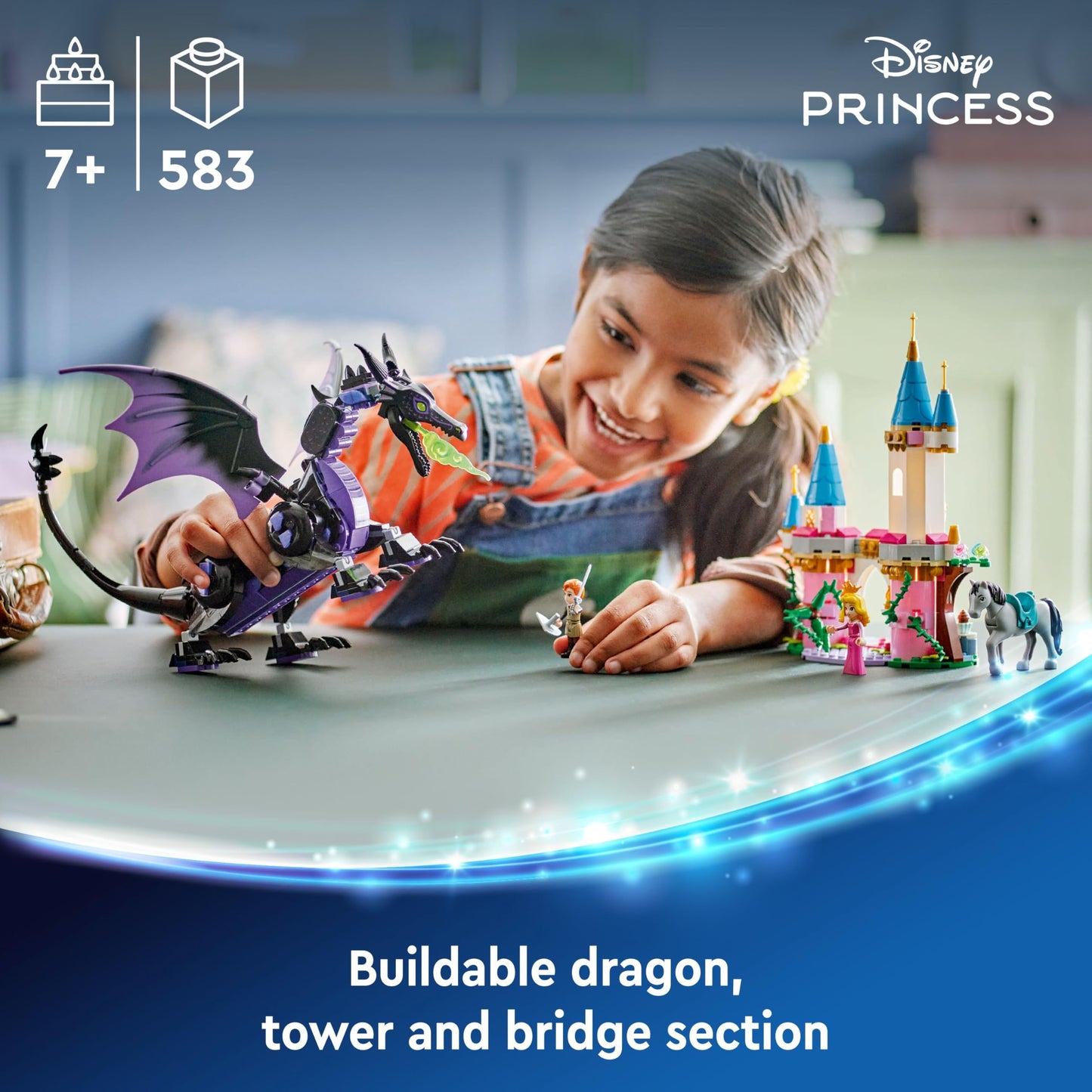 LEGO ǀ Disney Princess Maleficent’s Dragon Form Building Toy Set for Kids and Sleeping Beauty Fans, with 2 Mini-Doll Figures, Fun Gift Idea for 7 Plus Year Old Girls and Boys Who Love Aurora 43240