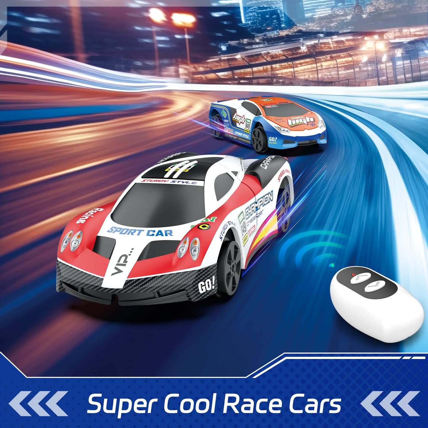 DIY Dual RC Slot Cars Track, VATOS Race Car Track Set for Kids 3-7, 360° Loop High Speed Competitive Tracks Toy with 2pcs Race cars, Christmas Birthday Gift for Boys Girls 3 4 5 6 7 8 9 Years Old