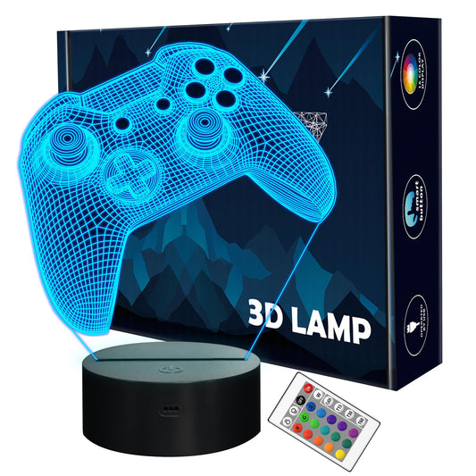Lightzz 3D Gamepad Night Light, Game Console Illusion lamp with Remote + Touch 16 Color Flashing Changing + Timer Desk Lamps Kids Room Decor Best Festival Birthday Gifts for Game Fan