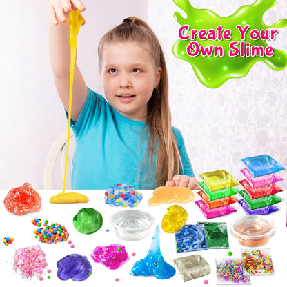 24-pack DIY slime kit by YOPINSAND featuring premade clear slime, foam balls, glitter, and add-ins for kids ages 3-12.