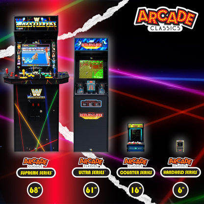 ARCADE CLASSICS Basic Fun Arcade Classics Mini WWE handheld game with joystick, full-color screen, authentic sound effects in black