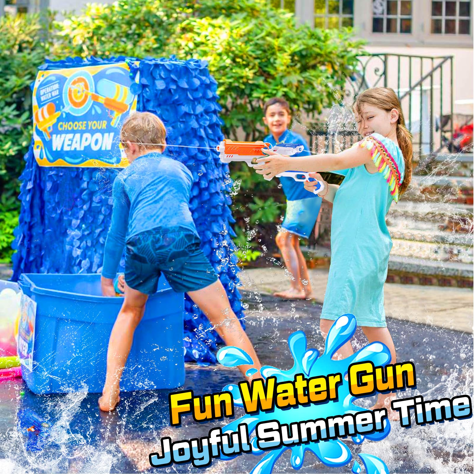 Quanquer water guns for kids, 280ML capacity, with 9-meter range, outdoor summer pool toy for boys and girls, 2-pack set