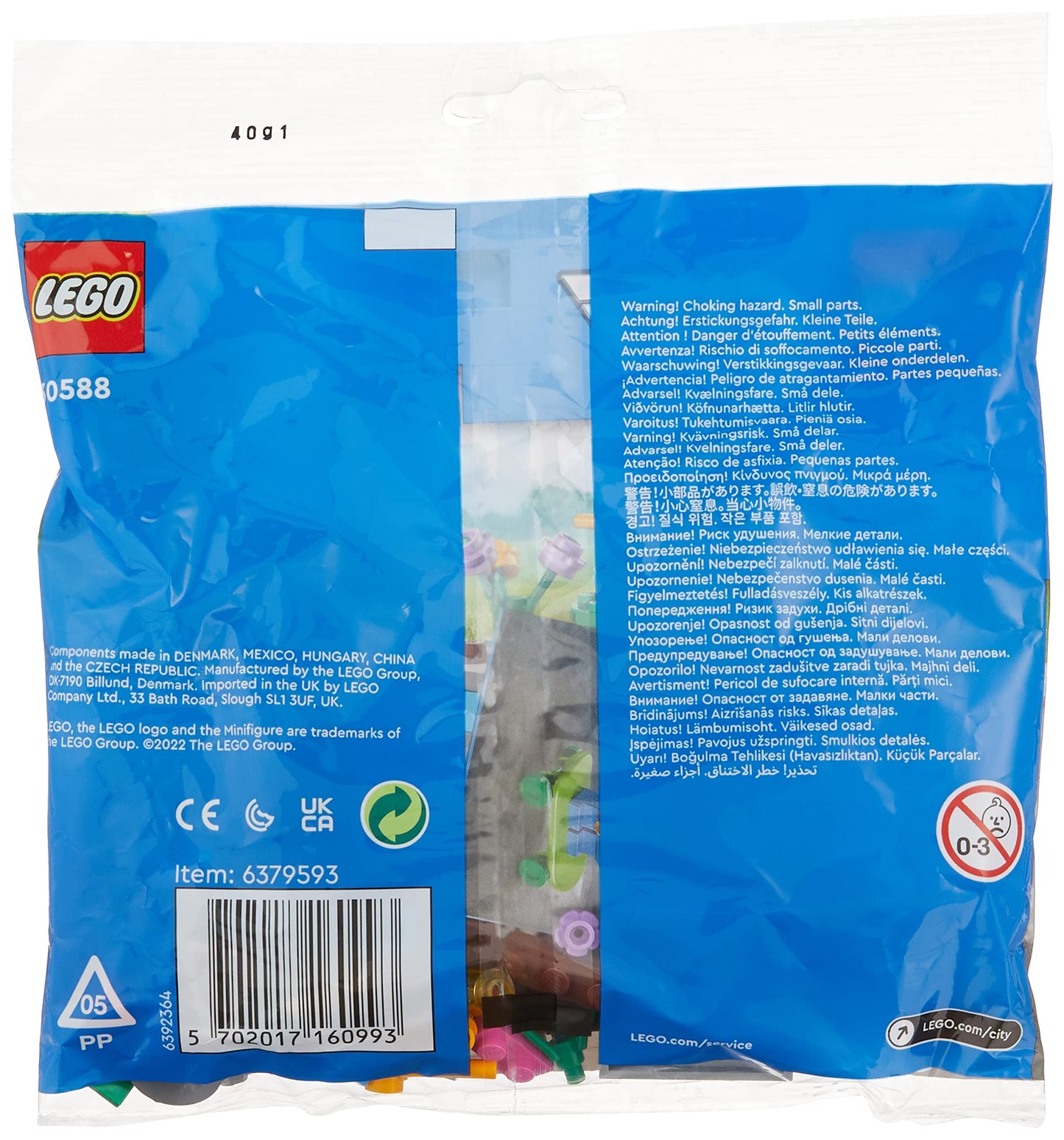 LEGO City Kid's Playground Polybag Set 30588 with colorful slides, swings, and children playing in a vibrant outdoor scene.