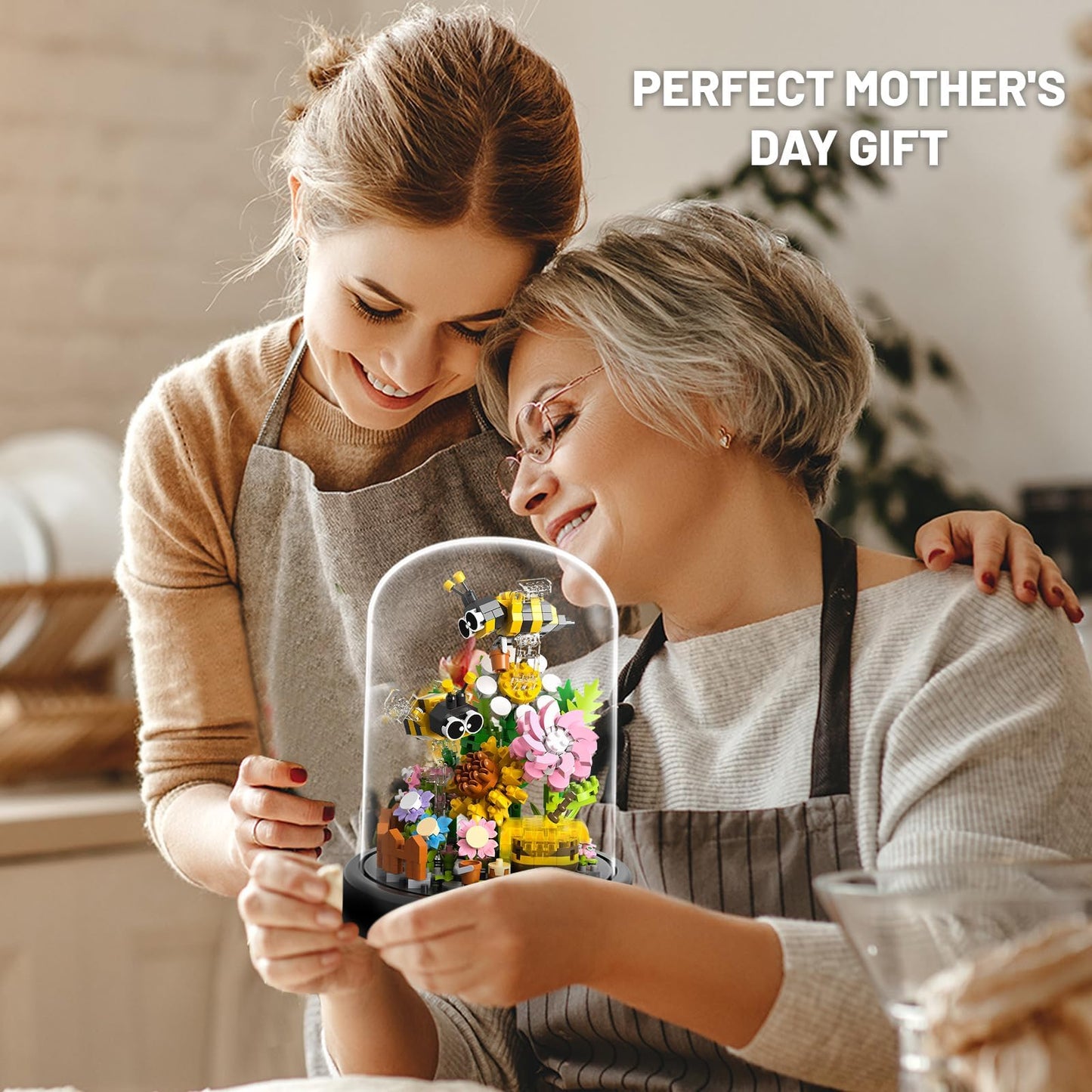 Highdar Honey & Flower Bouquet Building Set with micro bricks, showcasing colorful insect and flower designs.