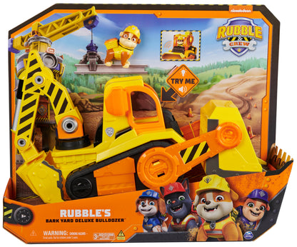Rubble and Crew, Bark Yard Deluxe Bulldozer Construction Truck Toy with Lights, Sounds and Rubble Action Figure, Kids’ Toys for Boys and Girls Aged 3+