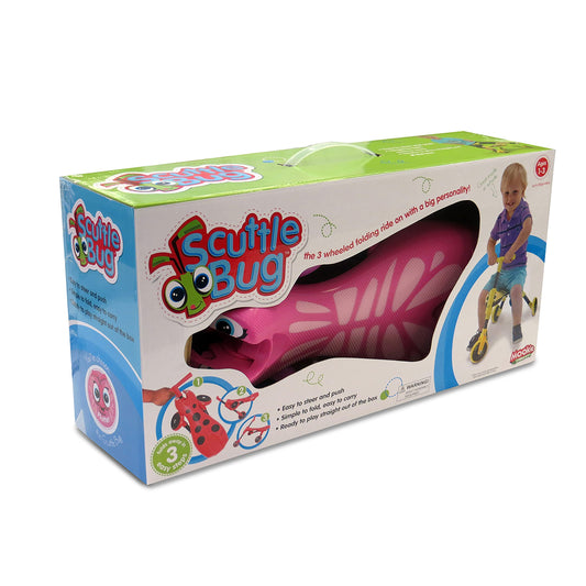 Scuttlebug Butterfly 3-Wheel Foldable Ride-On Tricycle for 1+ Year Old Boys and Girls, Fun Indoor and Outdoor Trike, No Surface Scratches, Ride on Toddler Bike for Toddler’s Balance and Motor Skills