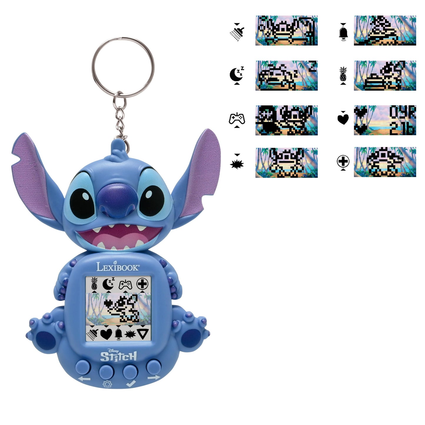 LEXIBOOK, Disney Stitch, My Best-e, Portable games console, Interactive and educational companion for children, 8 game categories, Coloured screen, Blue, JLMB10D