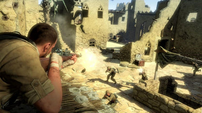 Sniper Elite 3 Ultimate Edition game cover for Nintendo Switch, featuring artwork and branding from Fireshine Games.