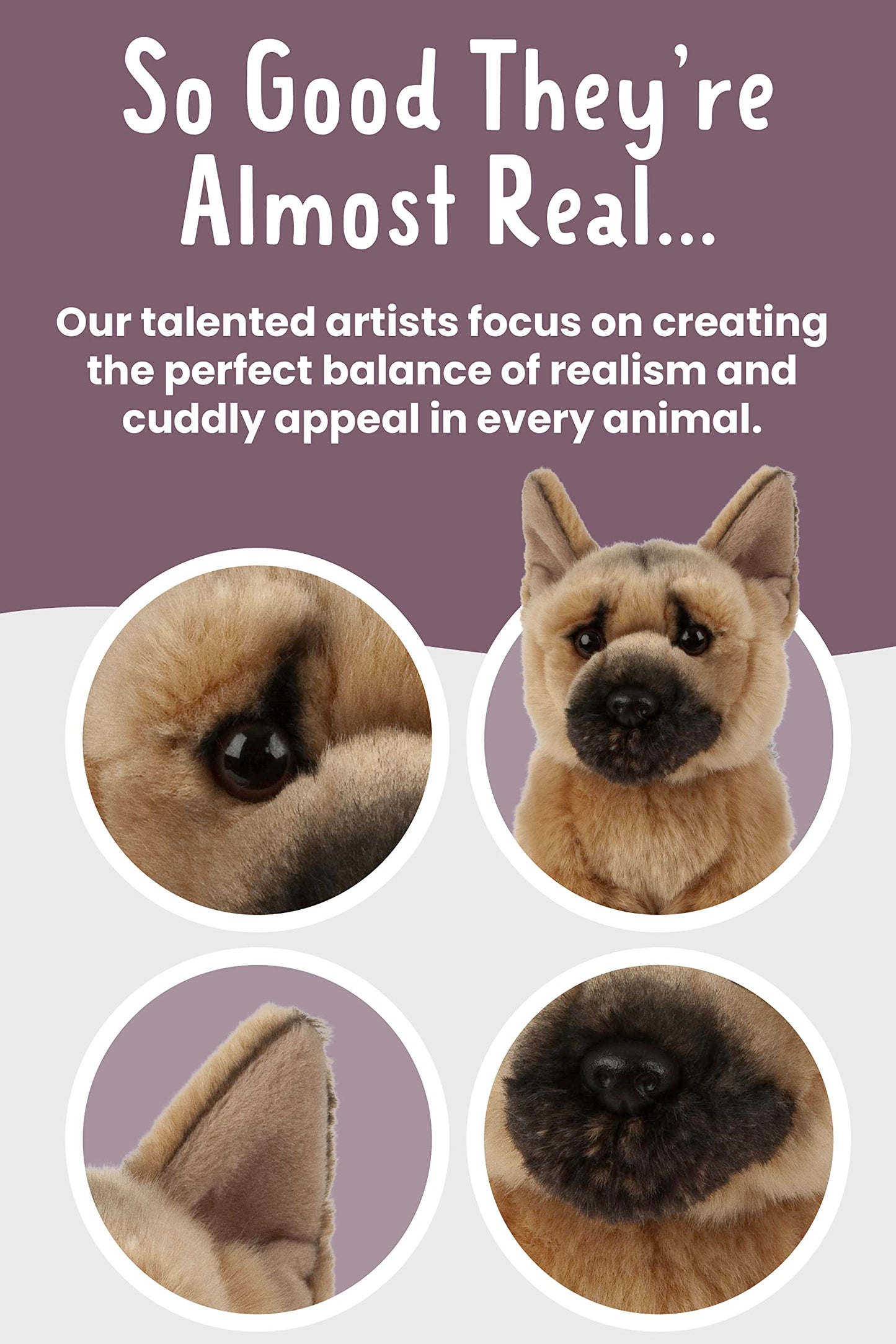 Living Nature German Shepherd Soft Toy | Fluffy Dog Animal | Soft Toy Gift for Kids | 21 cm