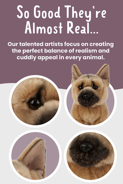 Living Nature German Shepherd Soft Toy | Fluffy Dog Animal | Soft Toy Gift for Kids | 21 cm
