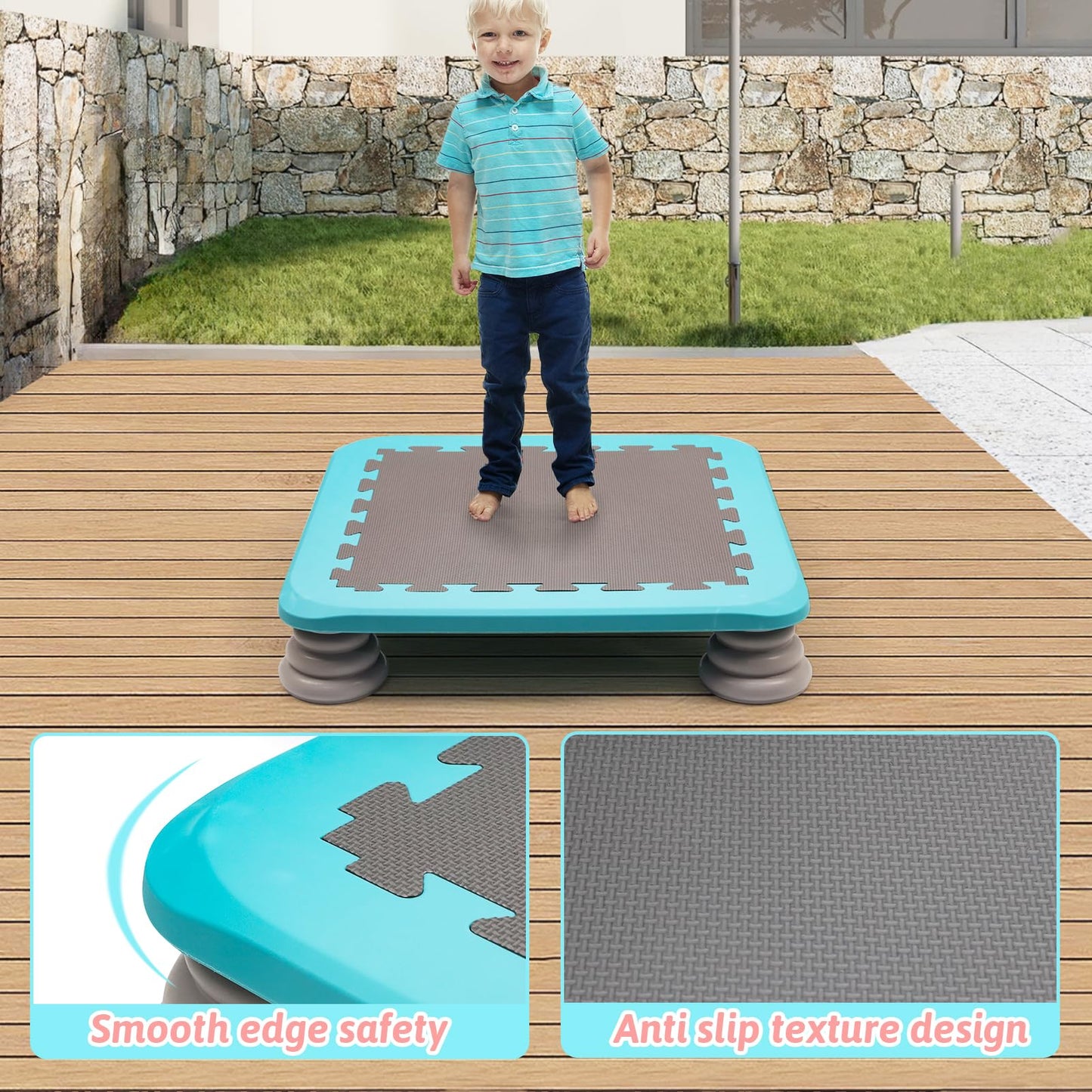 Kids Trampoline Indoor/Outdoor, Mini Trampoline for Toddlers Aged 3+, Autism-Friendly Sensory Toy Training Equipment, Holds up to 75KG, Gifts for Boys Girls