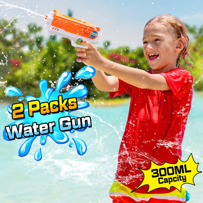 Quanquer water guns for kids, 280ML with 9-meter range, outdoor summer pool toy for boys and girls, pack of two.