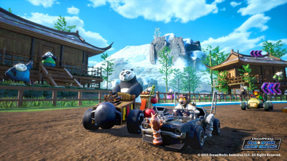 Dreamworks All-Star Kart Racing Nintendo Switch game cover with colorful cartoon characters and racing karts.