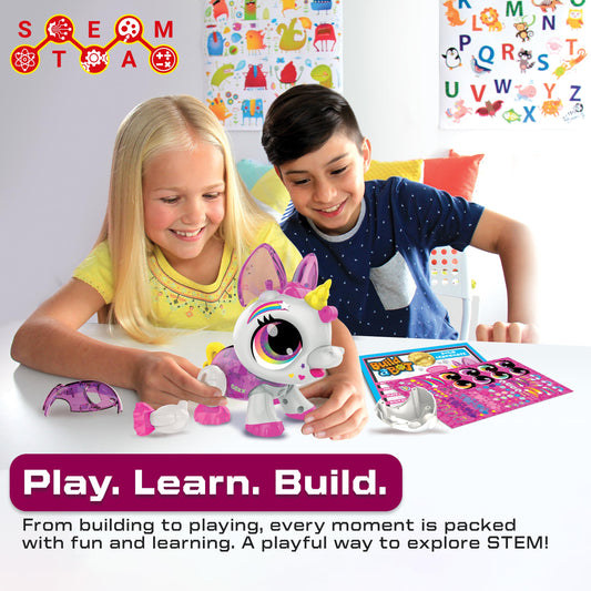Build-a-Bot: Unicorn | Build Your Own Interactive Pet Unicorn | Easy Click 'n' Create System | 20+ Piece STEM Robot Kit for Kids | For Ages 4+