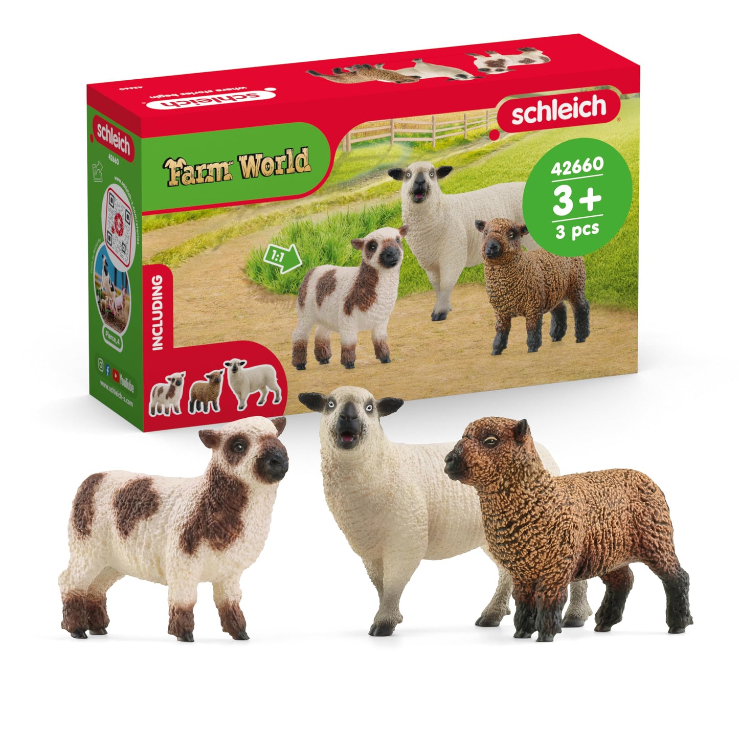 SCHLEICH 42660 FARM WORLD Sheep Friends Figurine for ages 3+, Black