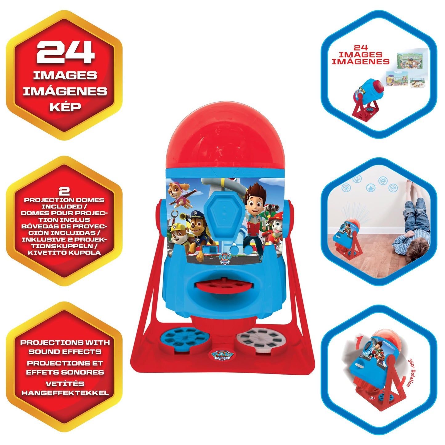LEXIBOOK, Paw Patrol, My stories brought to light, Story projector with sounds, timer and booklet, blue/red, LTC100PA