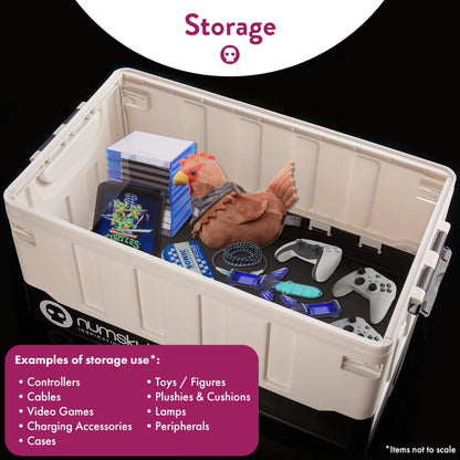 Numskull Xbox 2-in-1 toy storage box and folding chair with lid and handles, official Microsoft gaming accessory organizer.