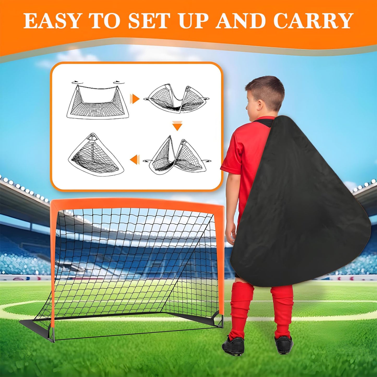 Football Goals for Backyard, Portable Goal, Soccer Practice, Football Training Equipment for Young with Portable & Durable Soccer Goal, Football Training Mat, Cones
