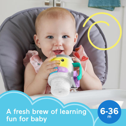 Fisher-Price Laugh & Learn baby and toddler coffee mug with lights and music, multilangue version, suitable for ages 6+ months.