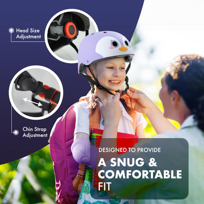 KAYMAN Kids Bike Helmet age 3 to 12, Adjustable Safety Gear for Boys and Girls, Suited to Scooter, Cycling, Skateboard & Roller Skating - Protection for Boys & Girls (Penguin)