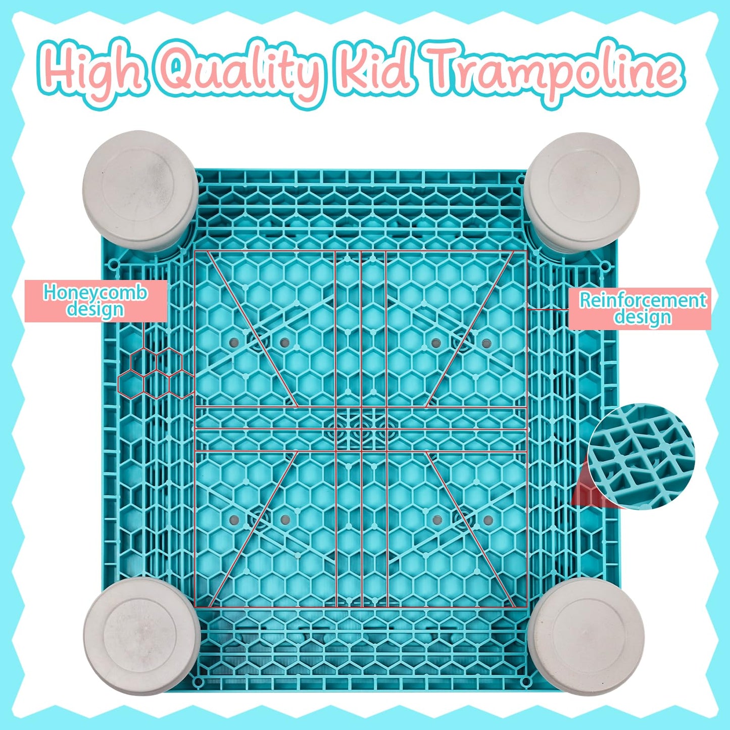 Kids Trampoline Indoor/Outdoor, Mini Trampoline for Toddlers Aged 3+, Autism-Friendly Sensory Toy Training Equipment, Holds up to 75KG, Gifts for Boys Girls