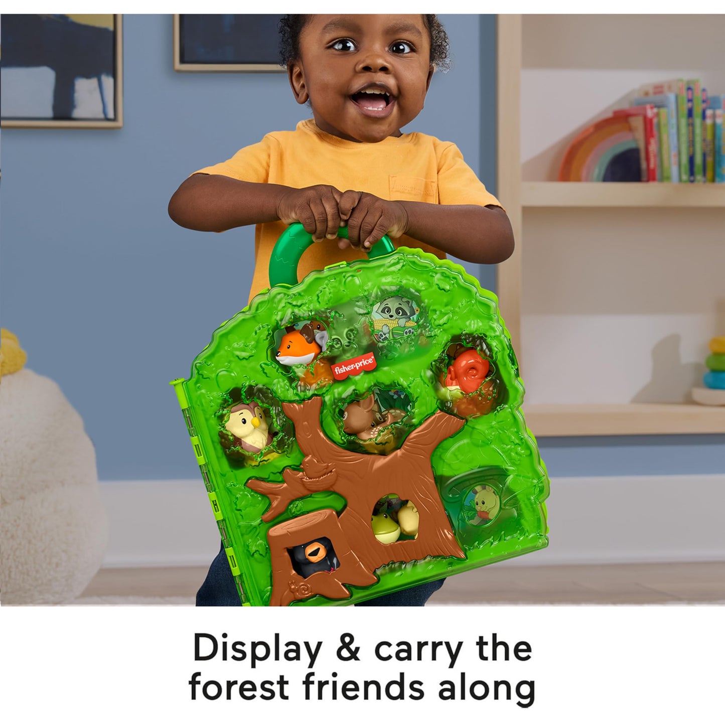 Fisher-Price Little People Toddler Toy Forest Friends Carry Case Playset with Animal Figures for Pretend Play Kids Ages 1+ Years, HWB29